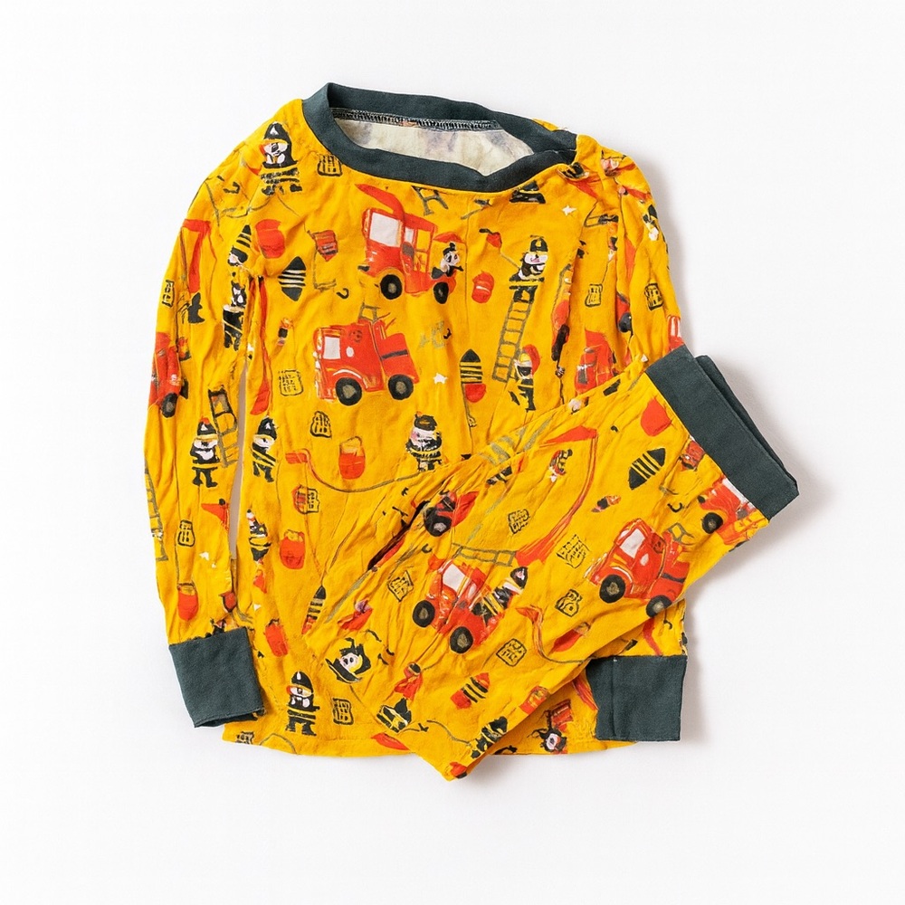 🚒 Little Sleepies “Fire Trucks” Long Sleeve Pajama Set (2T)